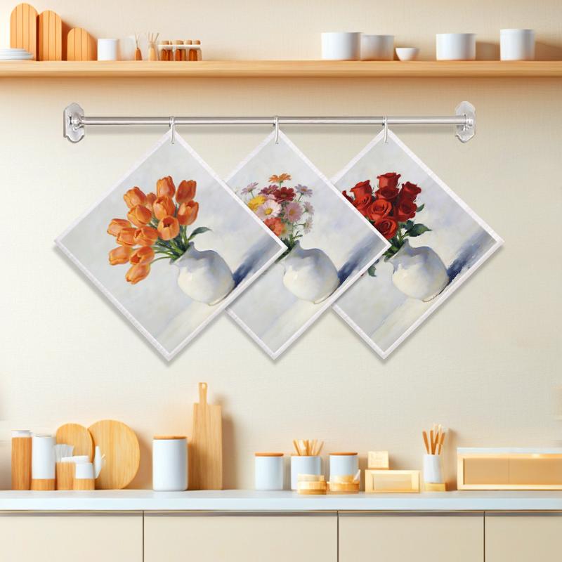 6PCS Cleaning Dishcloths Reusable Kitchen Dish Towels Absorbent Arrange Flower Pattern Dishcloth Lint Free Cloth Washable Duster Rags Tea Towels