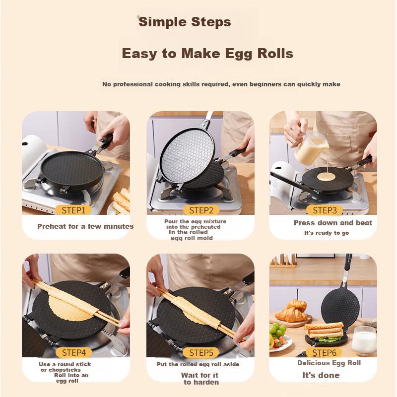 Baijie Egg Roll Maker, Pancake Mold, Baking Tool, Crispy Pastry Pan, Double-Sided Griddle, Pancake Maker, 17cm