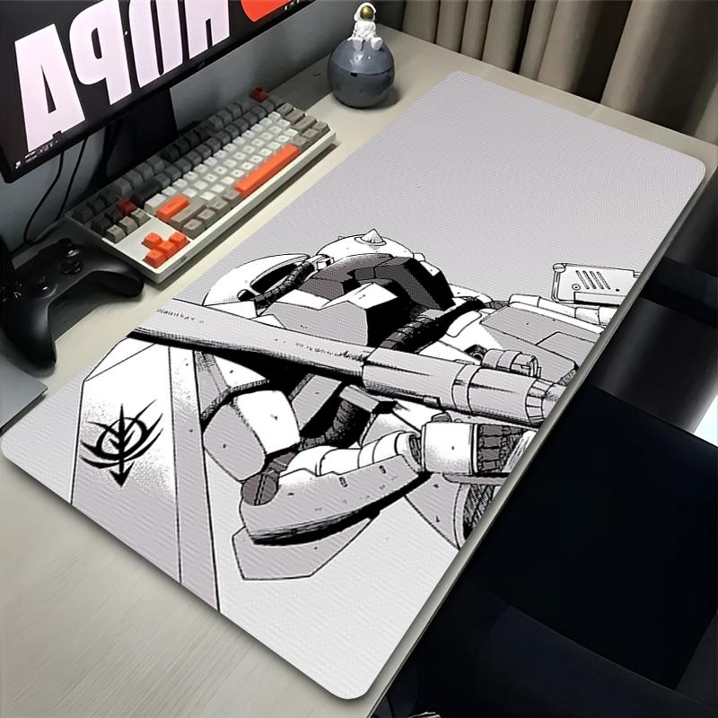 White Anime Mouse Pad Mechanical Warrior Ggundam Zzaku Ii Gaming Nonslip Extended Keyboard Desk Mat Gamer Esports Mousepad