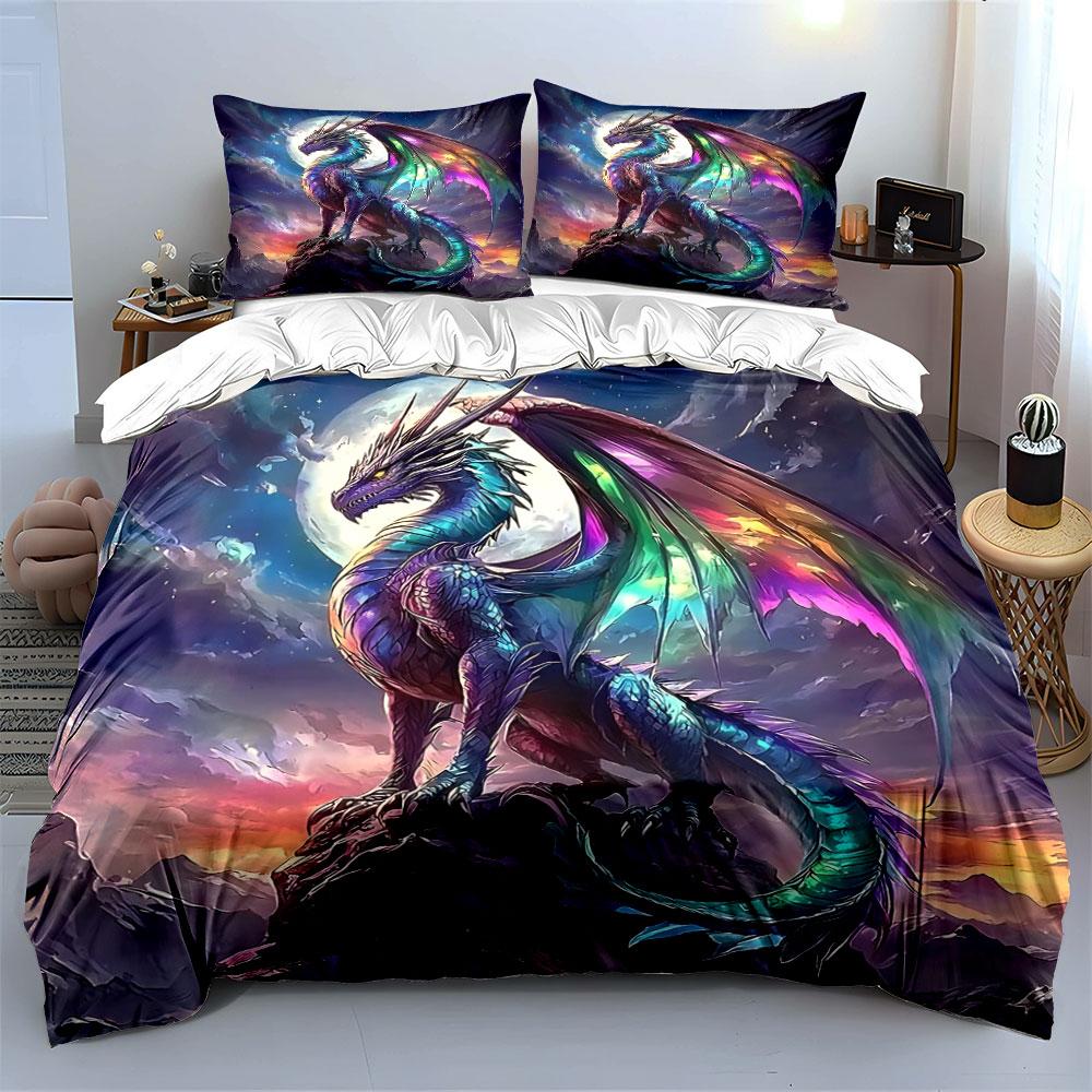"Fantasy Dragon Artwork Set" Bedding Set with 1 Duvet Cover 2 Pillowcases Single Double King Queen, Gift