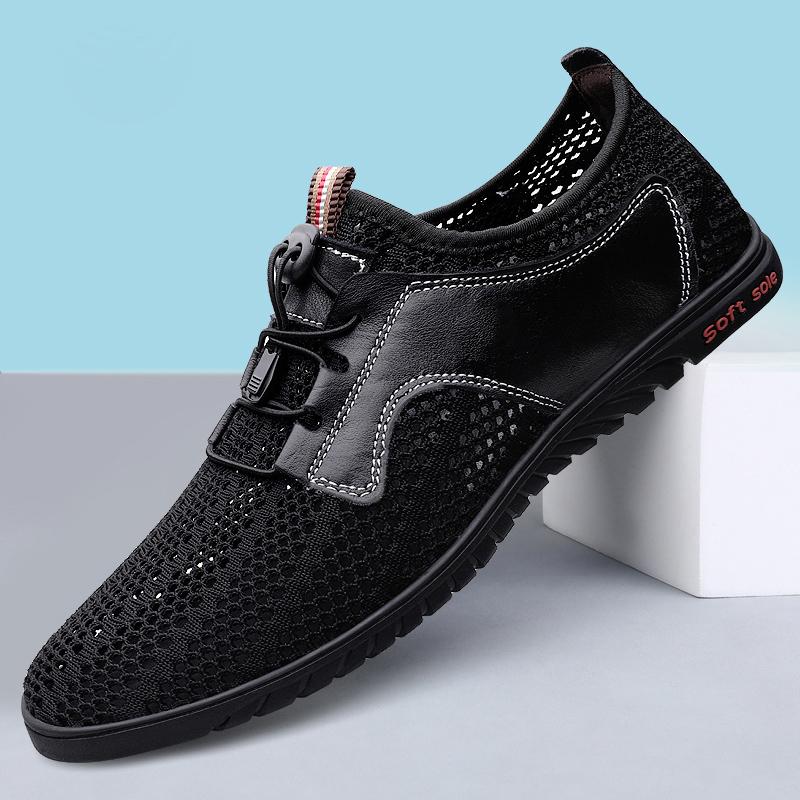 Fashion Handmade Men's Summer Sneakers Breathable Men Mesh Shoes Outdoor Casual Flats Comfortable Walking Treking Shoes Hollow Out Shoes