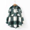 Ropa de abrigo holgada, chaqueta a cuadros, bolsillos elegantes Vintage, abrigo de manga larga de gran tamaño, cuello de solapa para mujer