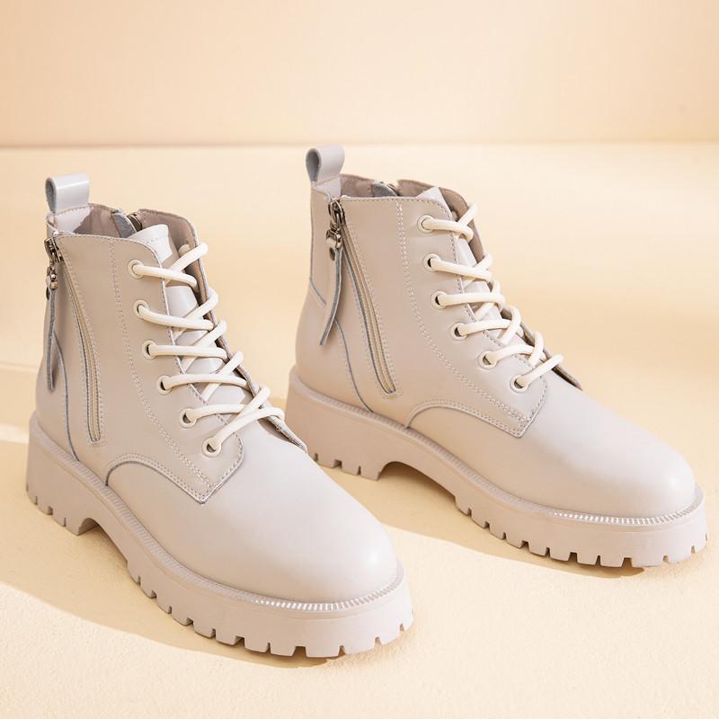 Fashion Genuine Leather Ankle Boots Women Autumn 2025 New Double Zipper Women's Ankle Boots Platform Thick Heel Motorcycle Boots Women