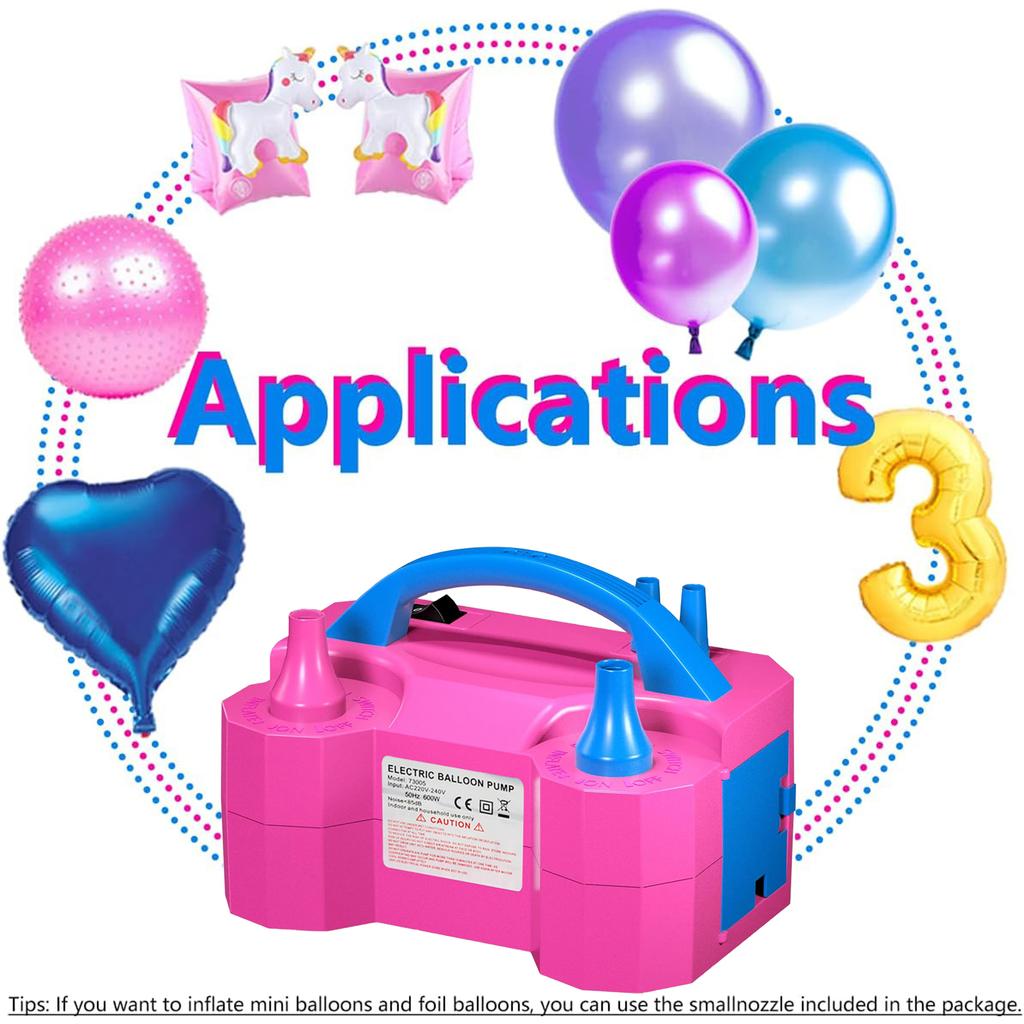 Elektrisk Ballongpump, Bärbar Dubbelmunstycke Elektrisk Luftballongpump Uppblåsare Fläktmaskin för Festdekorationer