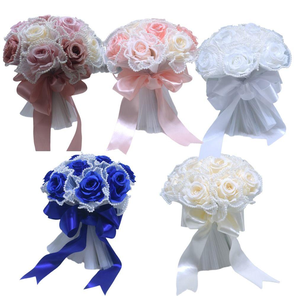 Pearl Wedding Bouquets Romantic Bridal Bouquets Artificial Hand Bouquet  Wedding Accessories