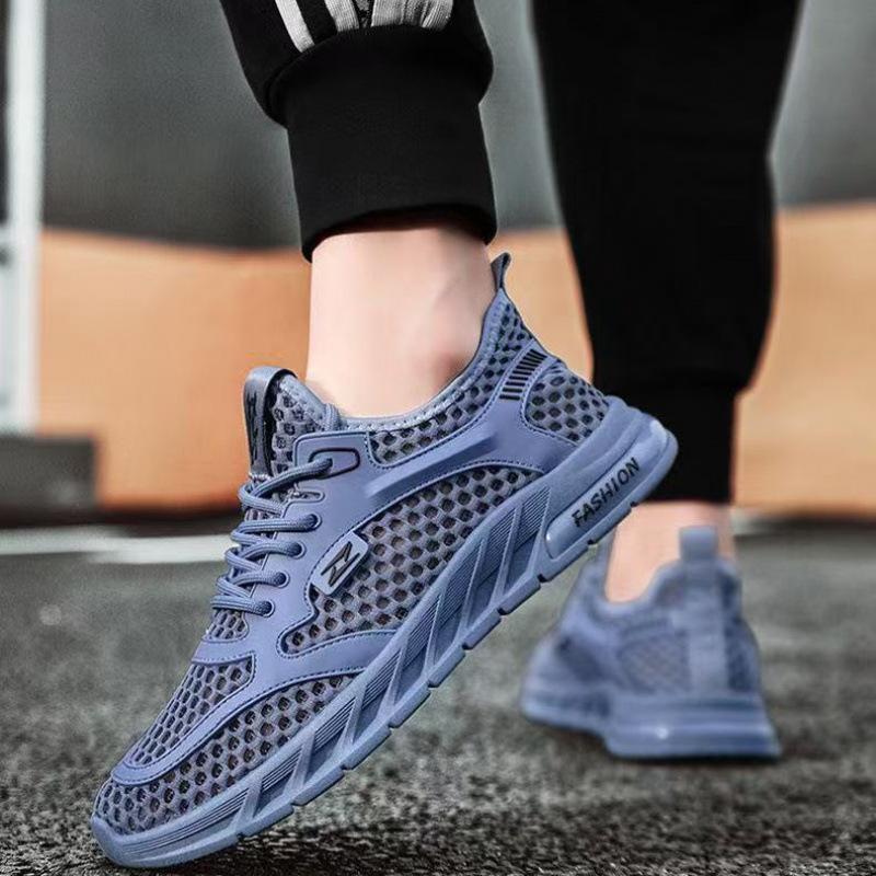 Men's shoes fashion 2025 new hollow breathable casual versatile mesh shoes soft sole wear-resistant running mesh sports trendy shoes