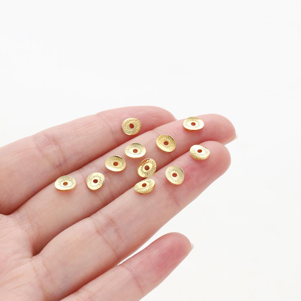 20-50pcs 5x6MM 14K 18K Gold Plated Brass Arcuate Embossing Spacer Beads Bracelets Beads Jewelry Making Supplies Diy Findings
