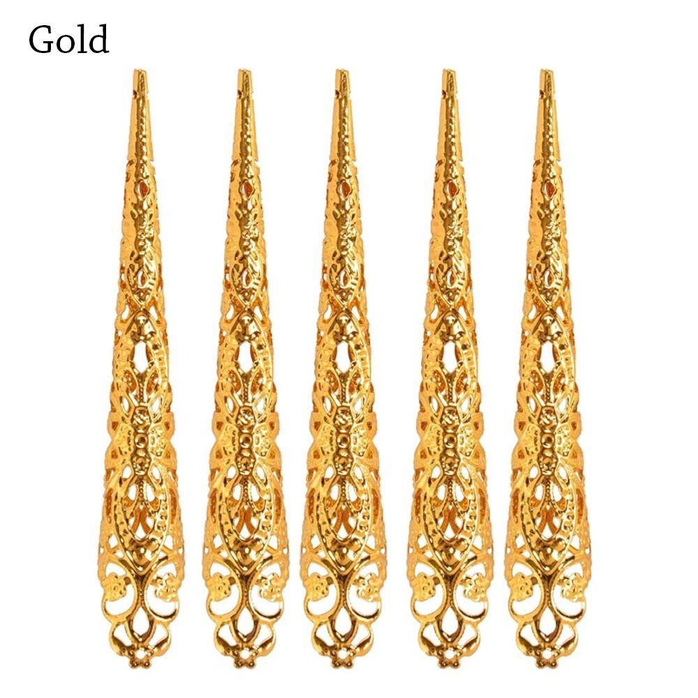5Pcs Fashion Belly Dance Peacock Dance False Nail False Nail Finger Jewelry Dance Prop