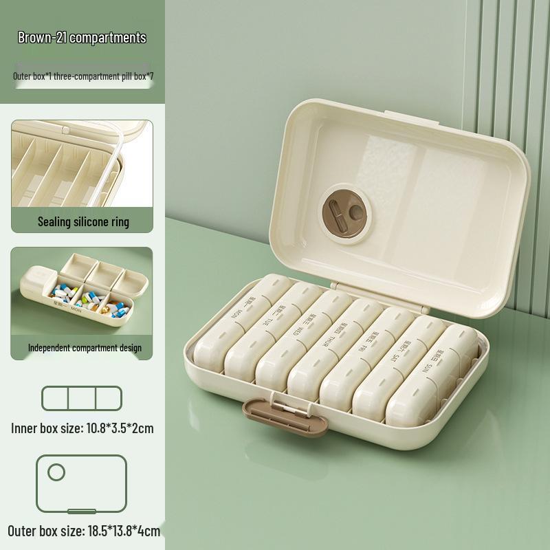 Portable 7-Day Pill Organizer with 3 Daily Compartments - Large Capacity, Travel-Friendly Pre-Filled Pill Storage Box
