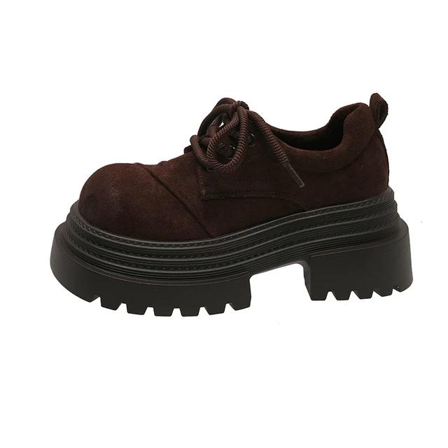Matte Big Toe Thick Soled Shoes for Women in the Spring of 2025, Retro Versatile Single Shoes, Suede Casual Sports Shoes