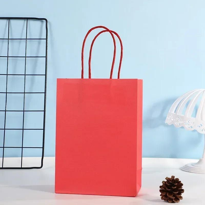 Candy Colorful Shopping Bags 10PCS Kraft Paper Gift Candy Bag Colored Hand-held Paper Bags Wedding Party Decoration Gift