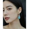 Popular Vintage Bohemian Style Blue Patterned Resin Pendant Earrings