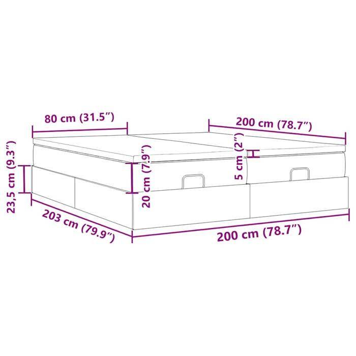 VidaXL Cadre de lit ottoman avec matelas gris foncé 200x200cm tissu 3311249