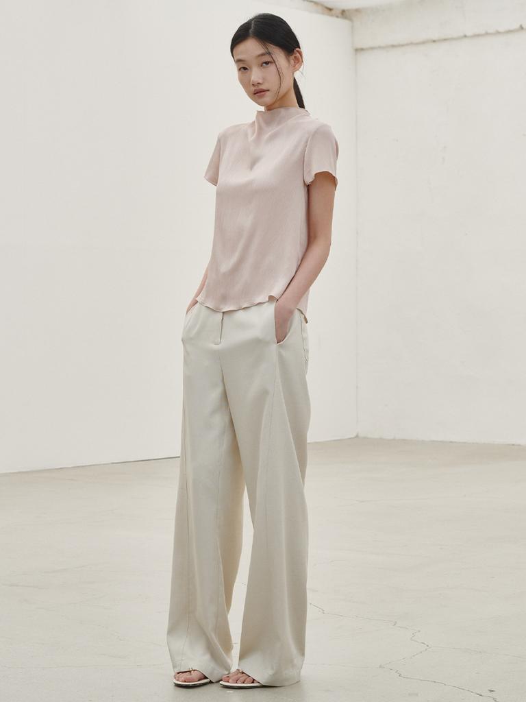 NOUVE Half-Sleeved Silky Blouse - Pink