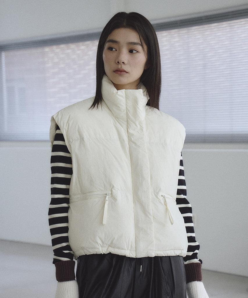 The Green Lab Semi-Overfit String Padded Vest [Ivory]