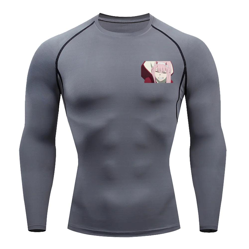 For Men Summer Athletic Compression T-Shirt Breathable Quick-Dry High-Elasticity Short Sleeve Tee with Bold Zero Two Graphic Gym