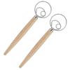 2Pcs Stainless Steel Dough Mixer Blender Manual Eggbeater with Oak Handle Kitchen Accessory