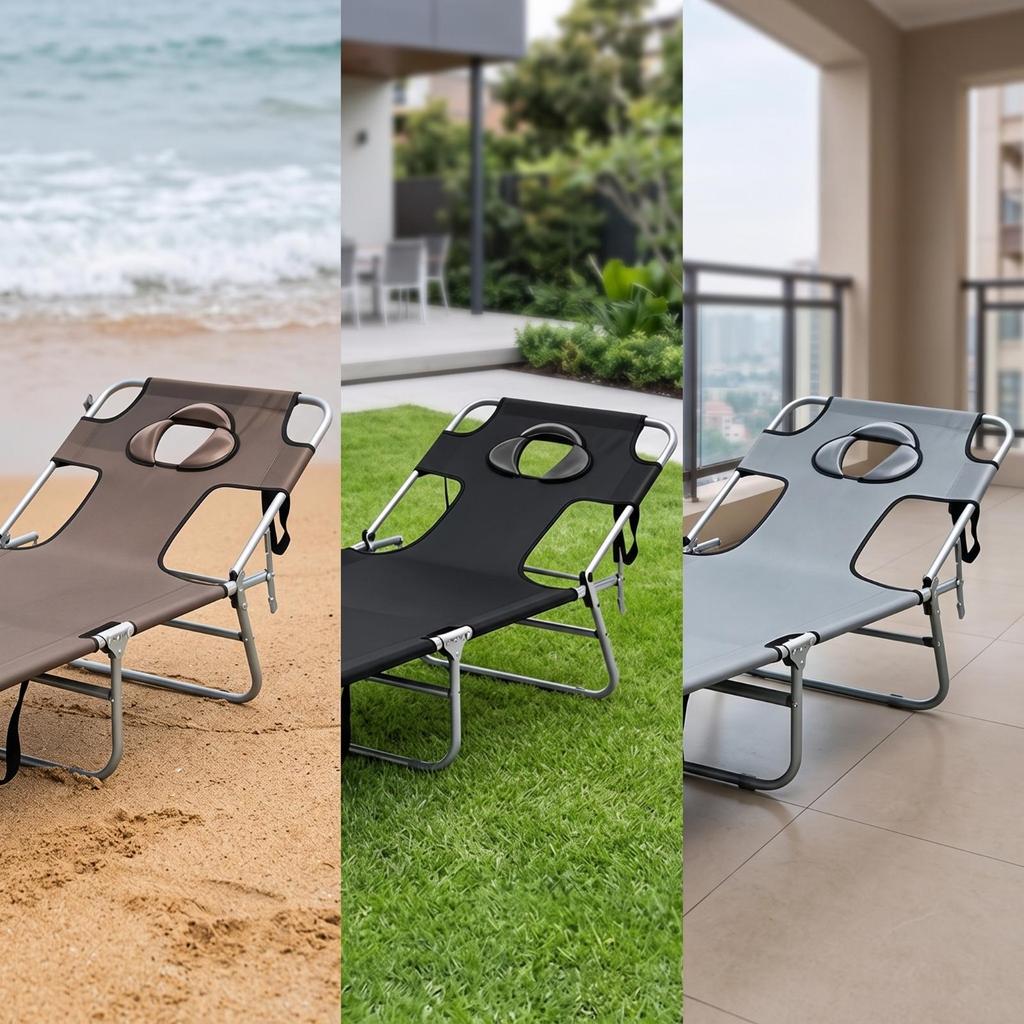Comfortable Folding Sunbathing Lounger | Adjustable FourPosition Backrest, Outdoor with