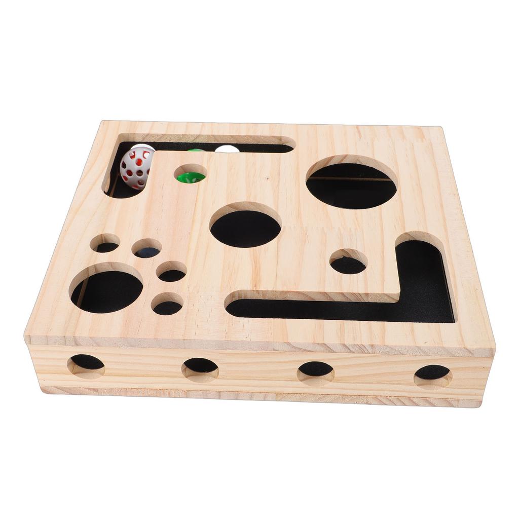 Cat Interactive Puzzle Box Toy Solid Wood Intelligence Training Cat Scratch Enrichment Box for Indoor Kitten Kitty