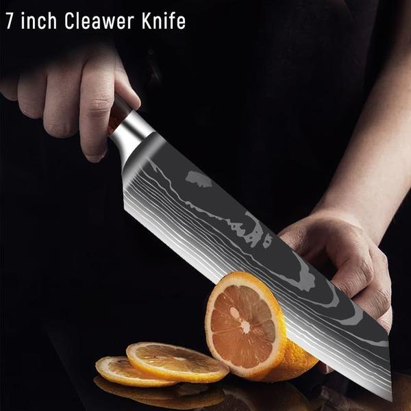 7 palcové kuchařské nože Kuchyňský nůž z červené pryskyřice Nůž Santoku Kuchyňský nůž na krájení
