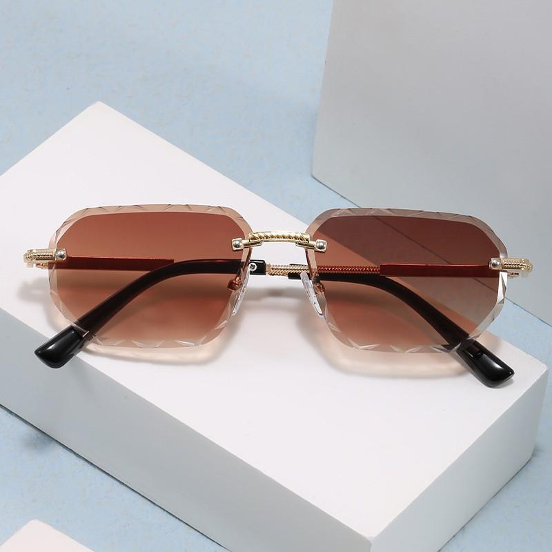 Kwadratowe Okulary Przeciwsłoneczne Bez Oprawek Kobiety Mężczyźni Moda Metalowe Luksusowe Okulary Przeciwsłoneczne Plaża Podróż Okulary Lady Mężczyzna Ochrona UV400