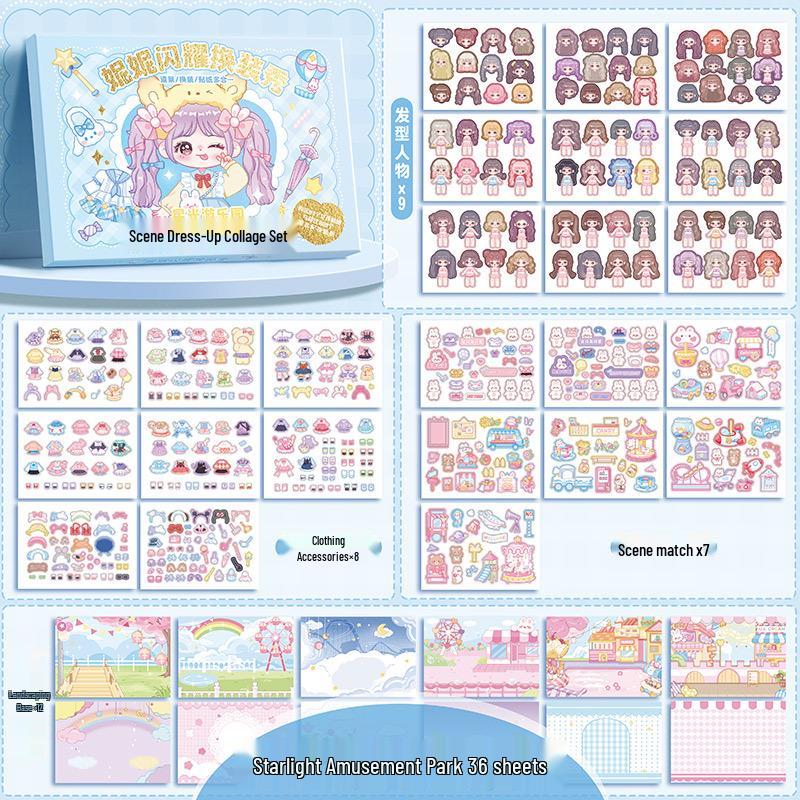 Nini Princess Dress-Up Sticker Set: Sparkling Dress-Up Show & Greeting Card Gift for Girls