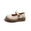 Round head Mary Jane small leather shoes women's 2025 spring new thick-soled thick-heeled retro single shoes