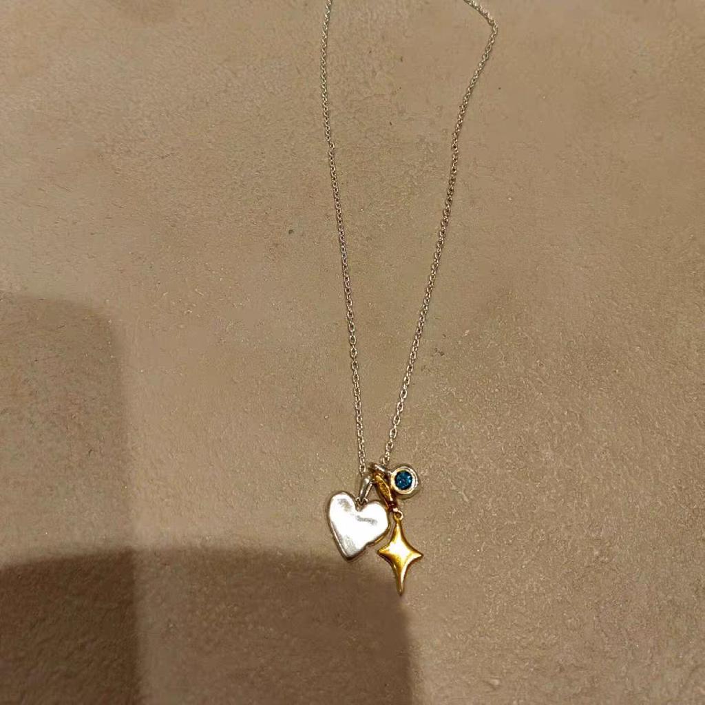 Removable love star light imitation green flash diamond pendant necklace 2025 new high-end collarbone chain