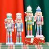 Entry Table Holiday Decors Nutcrackers King Figurine Set, 4 Wooden Candy Colored Freestanding Ornament for Christmas Shelf Styling, Mantels Accent