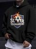 American Western Style Unisex Autumn Winter Print Hooded Long Sleeve Sweatshirt, SOCCER TOURNAMENT Flame Football Badge Print Hoodie, Football Fan Tre