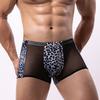 Herren Sexy Boxershorts Sexy Shorts U-förmige Ausbuchtung Panties Leopard Unterwäsche Atmungsaktive Mesh-Shorts Männliche Unterhosen