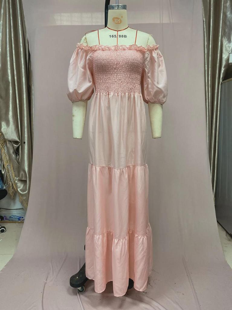 2025 Spring/Summer European & American Women's One-Shoulder Floral Maxi Dress