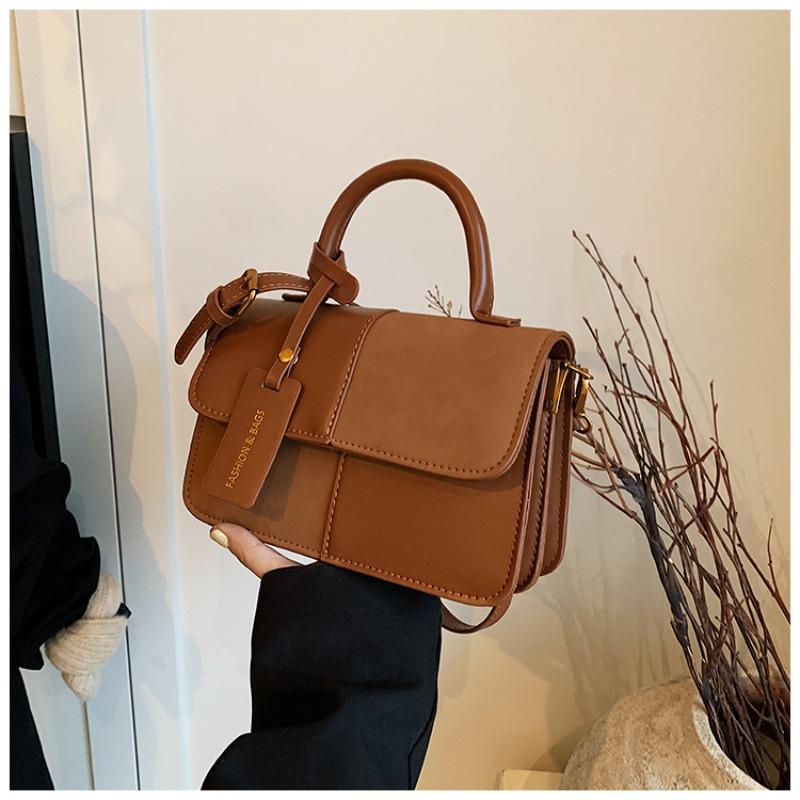 

Fashion commuter contrasting small bag, new women s bag season popular messenger bag, portable small square bag коричневый