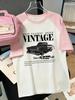 Vintage Car Print T-Shirt Fashion Retro Casual Short Sleeve Graphic Spring/Summer Top Y2k Top Tee Women Clothing