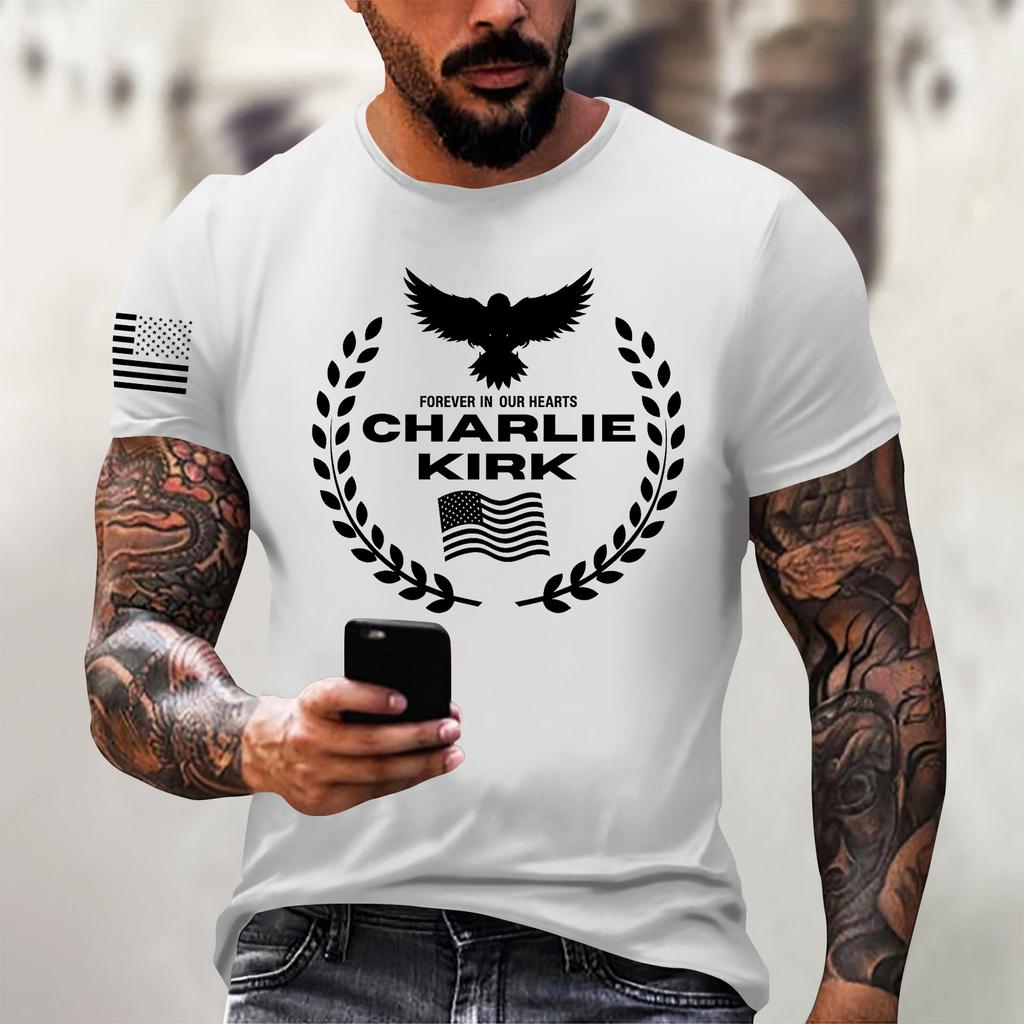 Fashionable Round Neck Short Sleeve Work Clothes Printed Tops For Mens Summer Tops