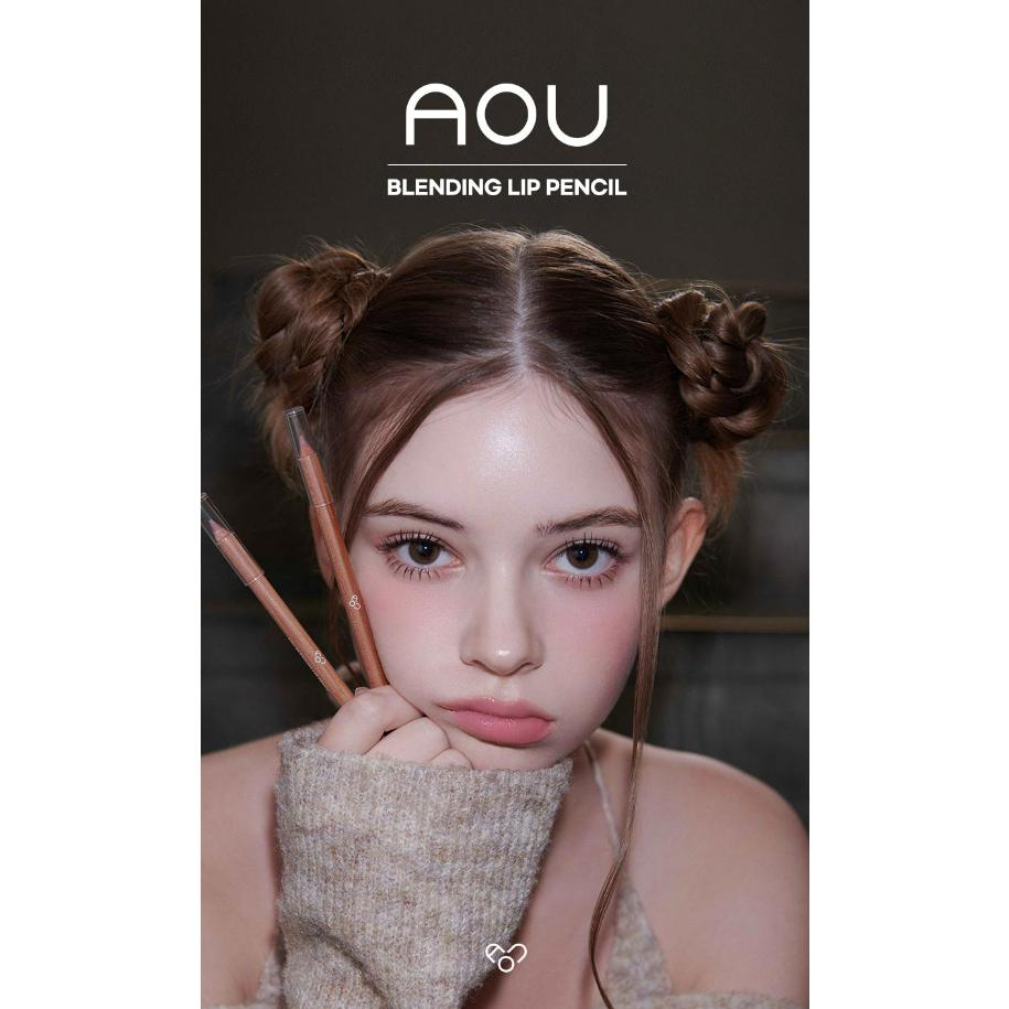 AOU BLENDING LIP PENCIL 6colors,Natural Over Lip Pencil That Provides Smooth Sliding, Long-lasting, and Delicate Quality.