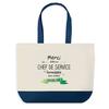 Sac Cabas - PLANETEE - Merci Chef De Service Inoubliable - Fond Bleu - Coton 40x45 Cm - Grand Format