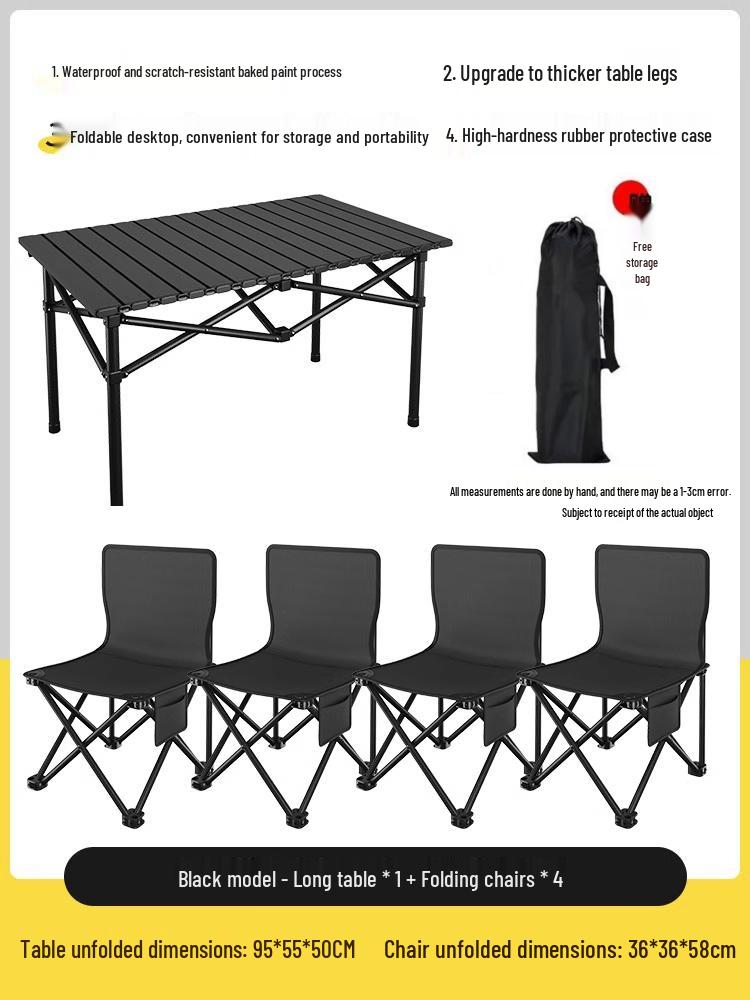 Portable Folding Table and Chair Set for Camping, Picnics, Beach, Barbecue, Car, or Sketching