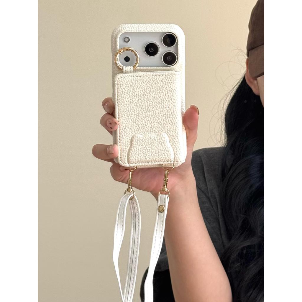 Crossbody Ring Holder Magnetic Wallet Leather Case For iPhone 17 Pro Max 16 Plus 15 Plus 14 13 12 11 Long Lanyard Pocket Cover