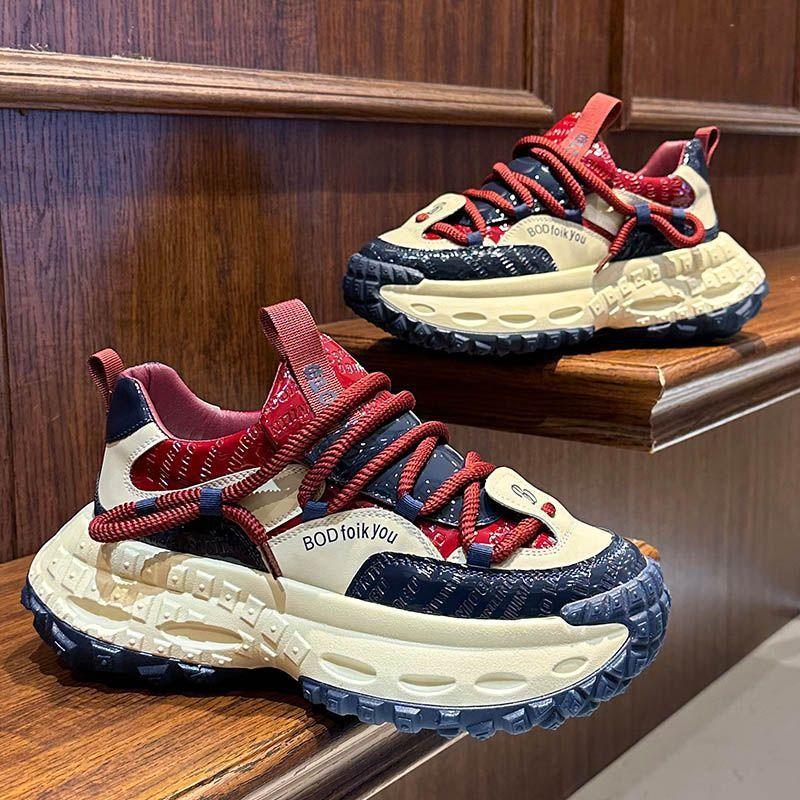 Men's new Korean version breathable and versatile platform dad shoes fashion heightening sports shoes tire sole high-end trendy shoes