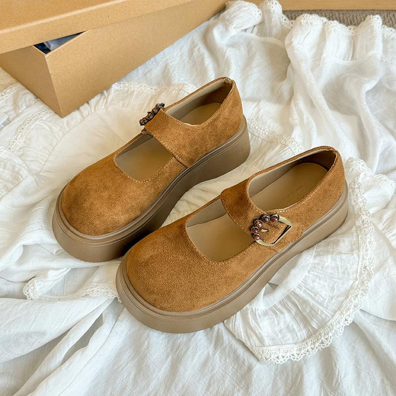 2025 ny vår og høst med skjørt små skinnsko rund tå japanske jk enkeltsko loafers plattform Mary Jane damesko