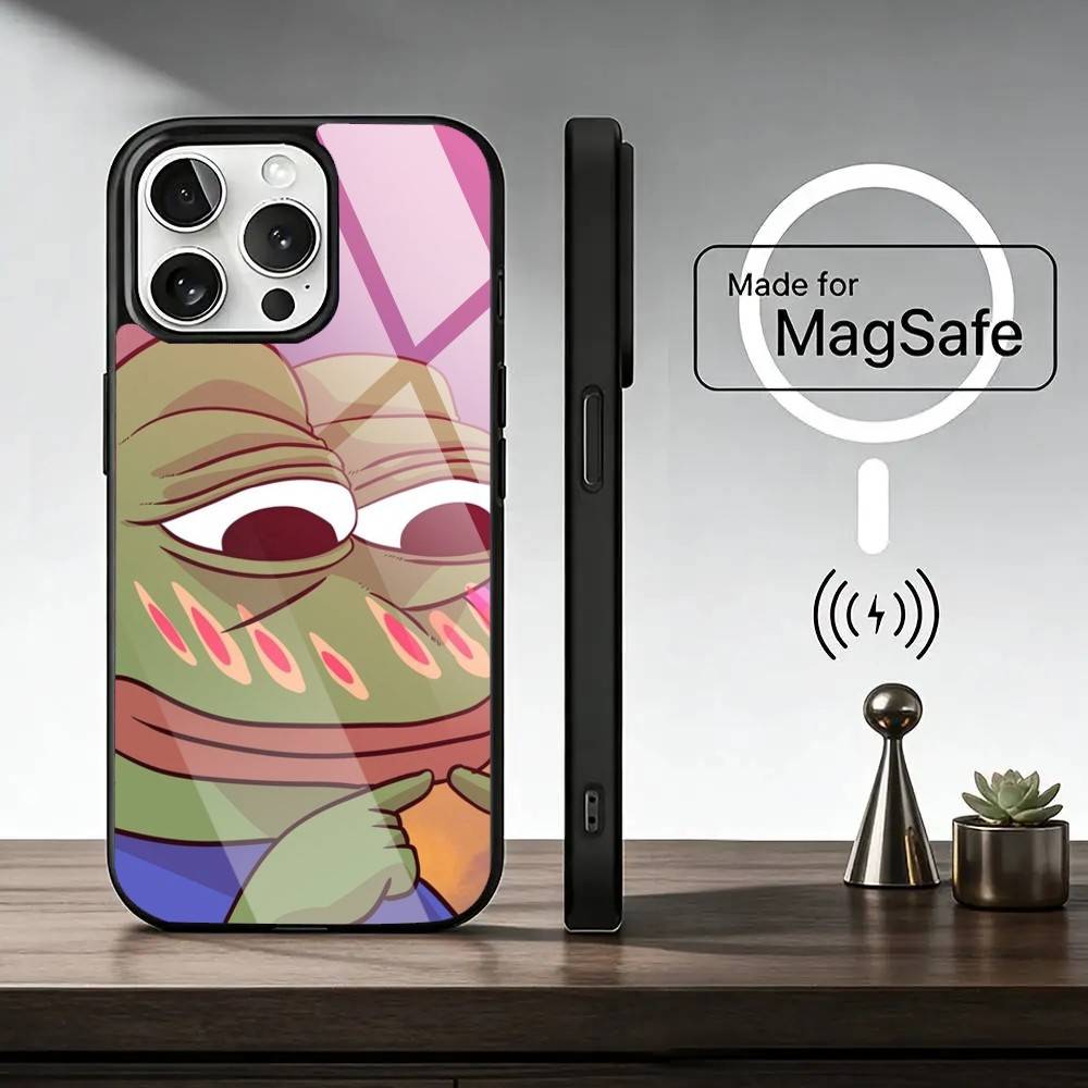 P-Pepe the Frog  Phone Case For iPhone17,16,15,14,13,12,11 Plus,Pro Magnetic with Magsafe Wireless Charging