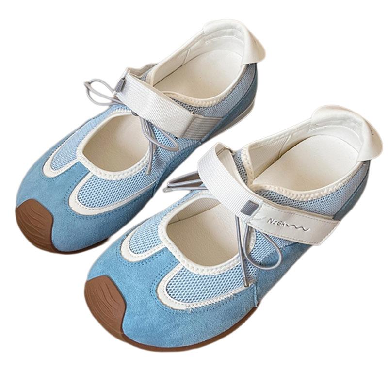 New hollow shallow mouth versatile German training shoes 2025 summer senior sense retro breathable mesh flat bottom casual shoes women