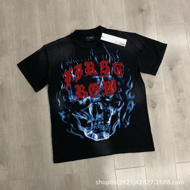Unisex Oversized Box Fit Cotton Tee With Embroidered Rhinestone Washed Print Round Neck Short Sleeve Casual Top