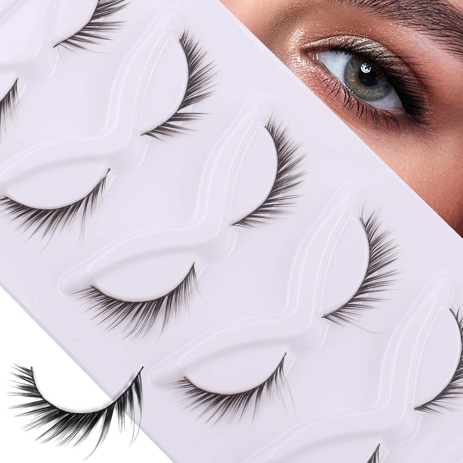 

5 пар косых накладных ресниц «Летучая лисица», имитация кошачьих ресниц, повседневные натуральные завитые накладные ресницы