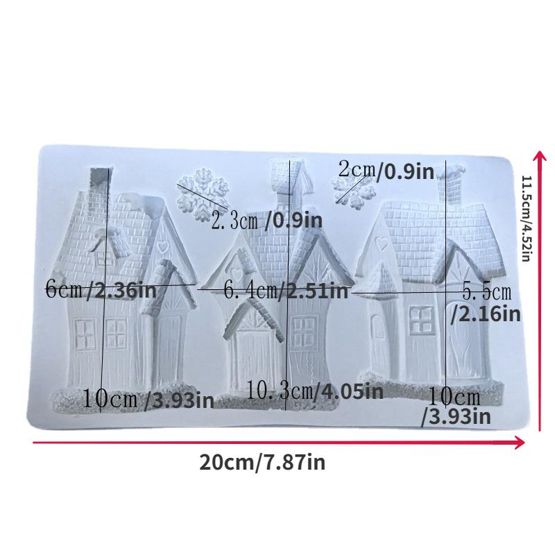 

1 шт. Рождественский домик, снег, силиконовая форма, смола, кухонные инструменты для выпечки, десерт, выпечка, кружевное украшение, сделай сам, форма для шоколадного торта, помадки