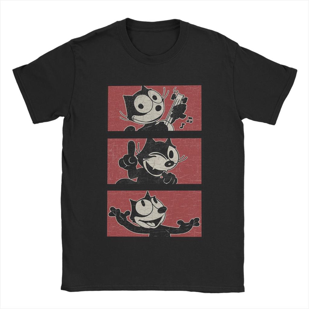 T-shirt à Manches Courtes Imprimé Graphique pour Hommes Femmes F-Felix le Chat Dessin Animé 100% Coton Vêtements T-shirts