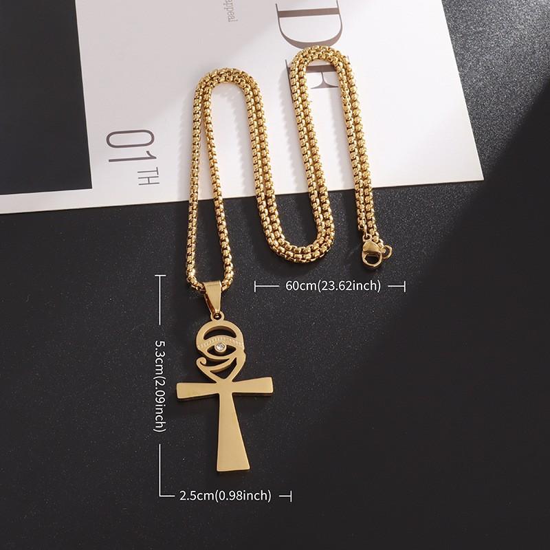 Retro Style Stainless Steel Horus Eye Pendant Necklace Mens Religious Jewelry