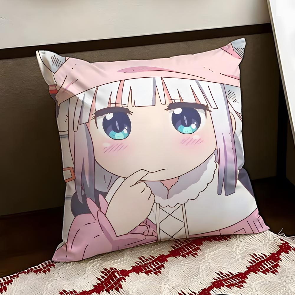 Miss Kobayashis Dragon Maid Cushion Cover Reversible Soft Durable Pillow Cover Home  Car MultiScene Use for Daily Comfort