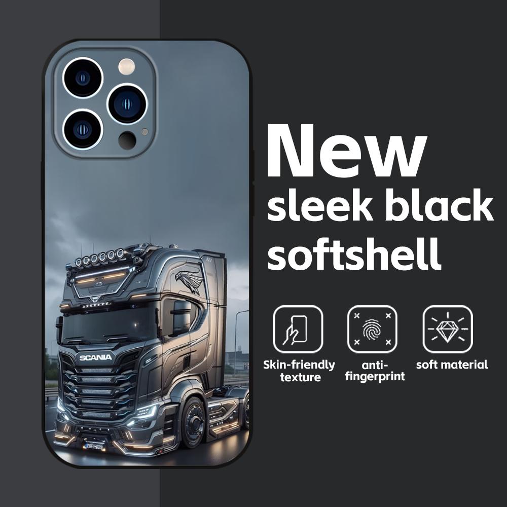 S-Scania TruxES Phone Case For iPhone 16 16e 15 14 13 12 11 Plus Mini Pro Max Soft Black Shockproof Cover